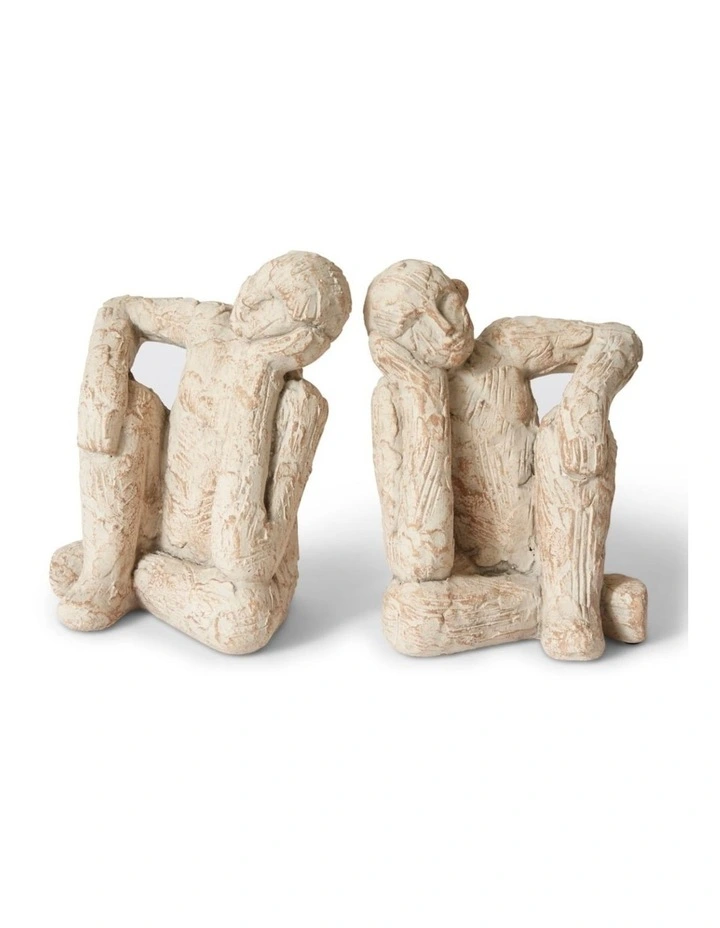 Thinking Man Bookends 26cm Set of 2 in Cream image 2