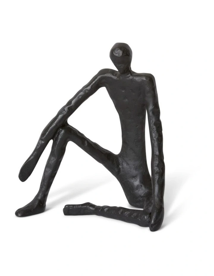 Man Sitting Sculpture 23cm in Black image 2