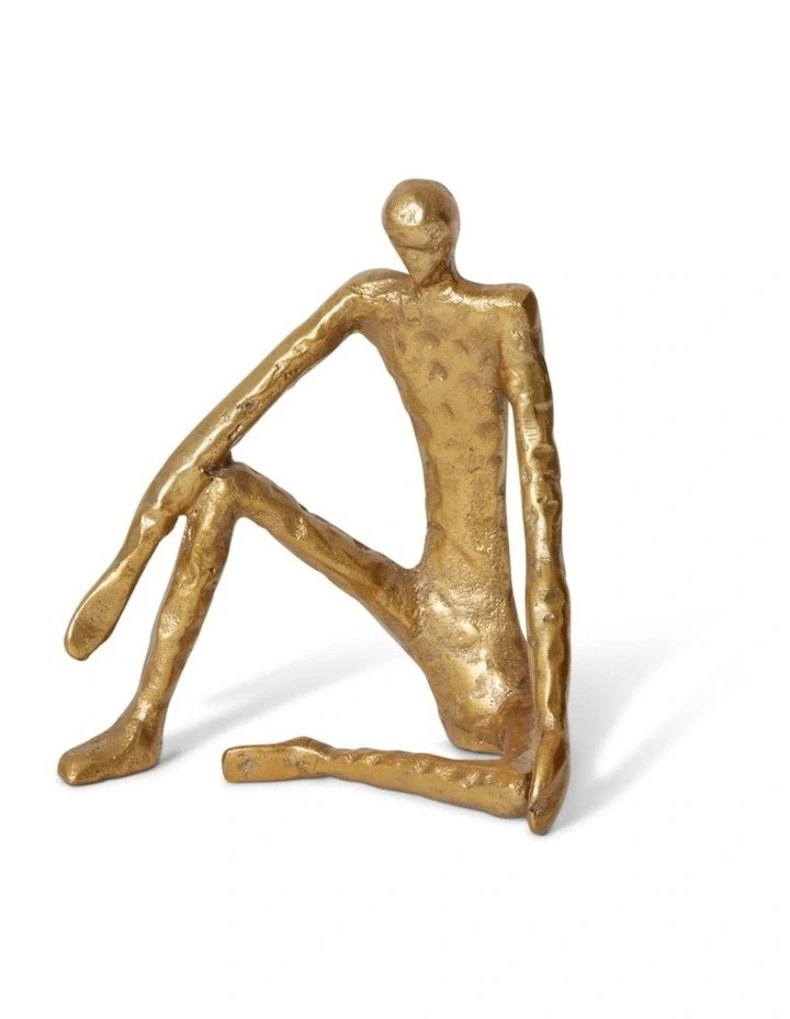 Man Sitting 23cm Sculpture in Gold image 2