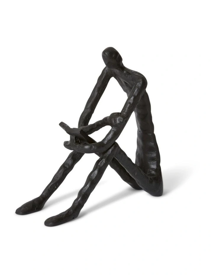Man Reading Sculpture 23cm in Black image 2