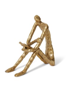 Man Reading Sculpture 23cm in Gold