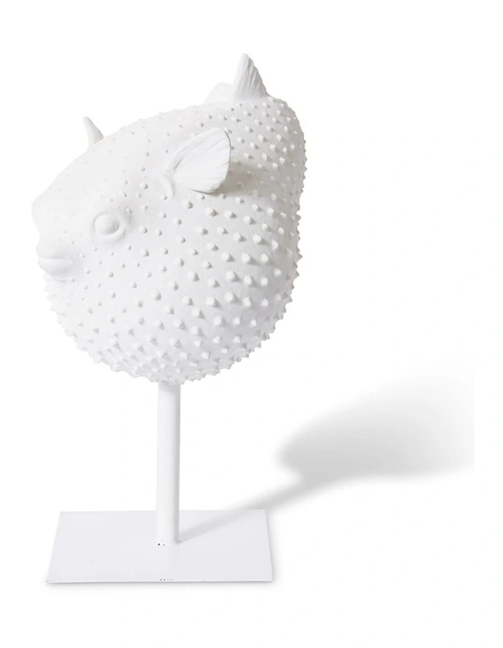 Blowfish Sculpture on Stand 46cm in White image 1