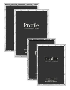Bamboo Metal Photo Frame Mixed Sizes Bundle (4 Pack) in Silver