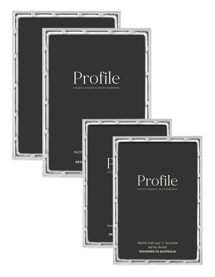 Bamboo Metal Photo Frame Mixed Sizes Bundle (4 Pack) in Silver image 1