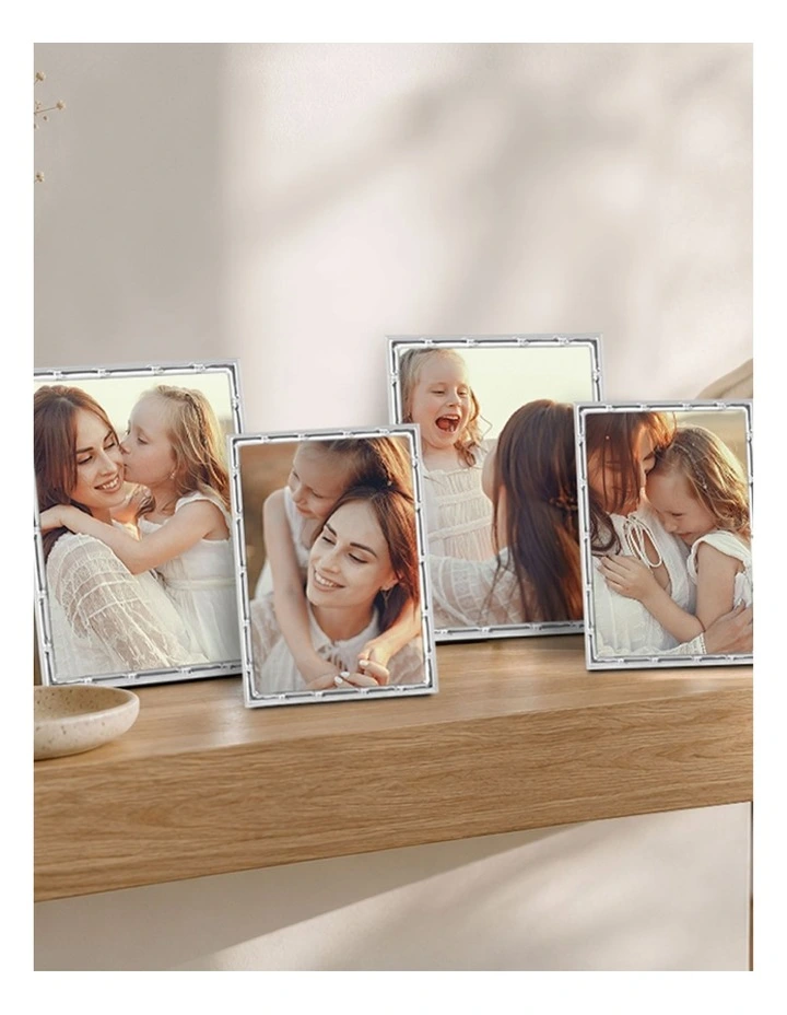 Bamboo Metal Photo Frame Mixed Sizes Bundle (4 Pack) in Silver image 2