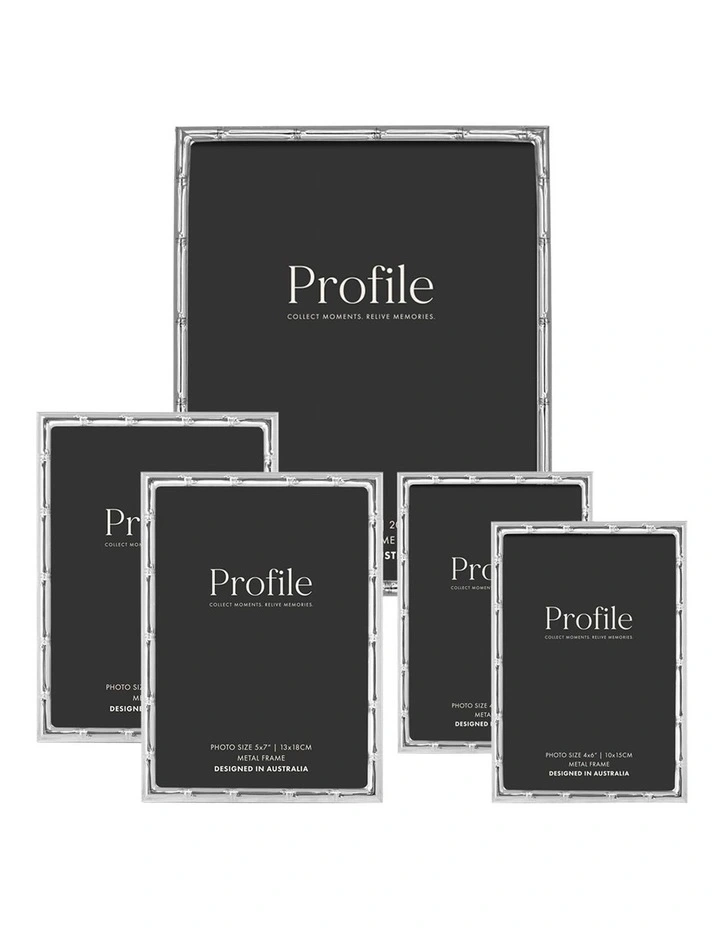 Bamboo Metal Photo Frame Mixed Sizes Bundle (5 Pack) in Silver image 1
