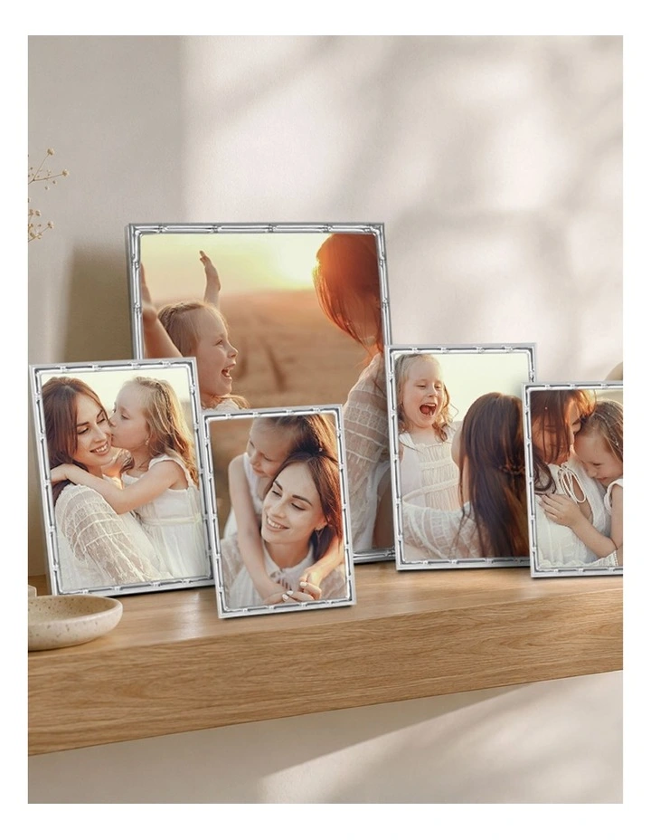 Bamboo Metal Photo Frame Mixed Sizes Bundle (5 Pack) in Silver image 2