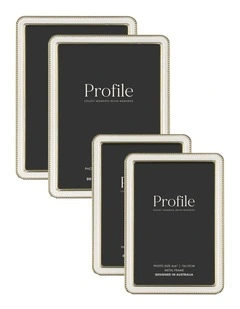Heirloom Metal Photo Frame Mixed Sizes Bundle (4 Pack) in White/Gold