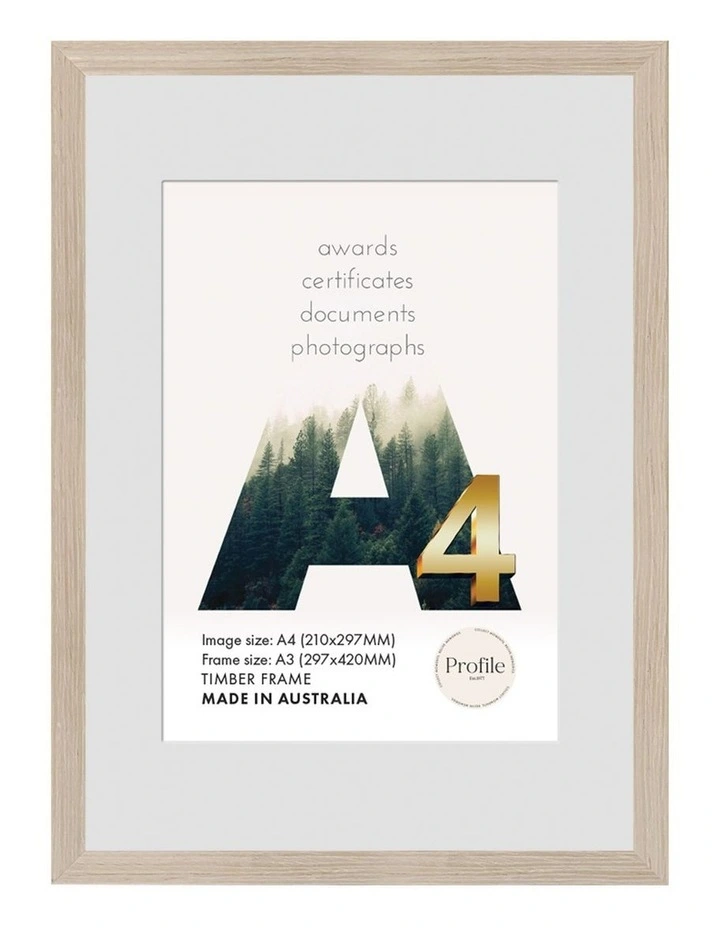 Australia Made Timber Certificate Frame A3 to A4 in Polar Birch image 1