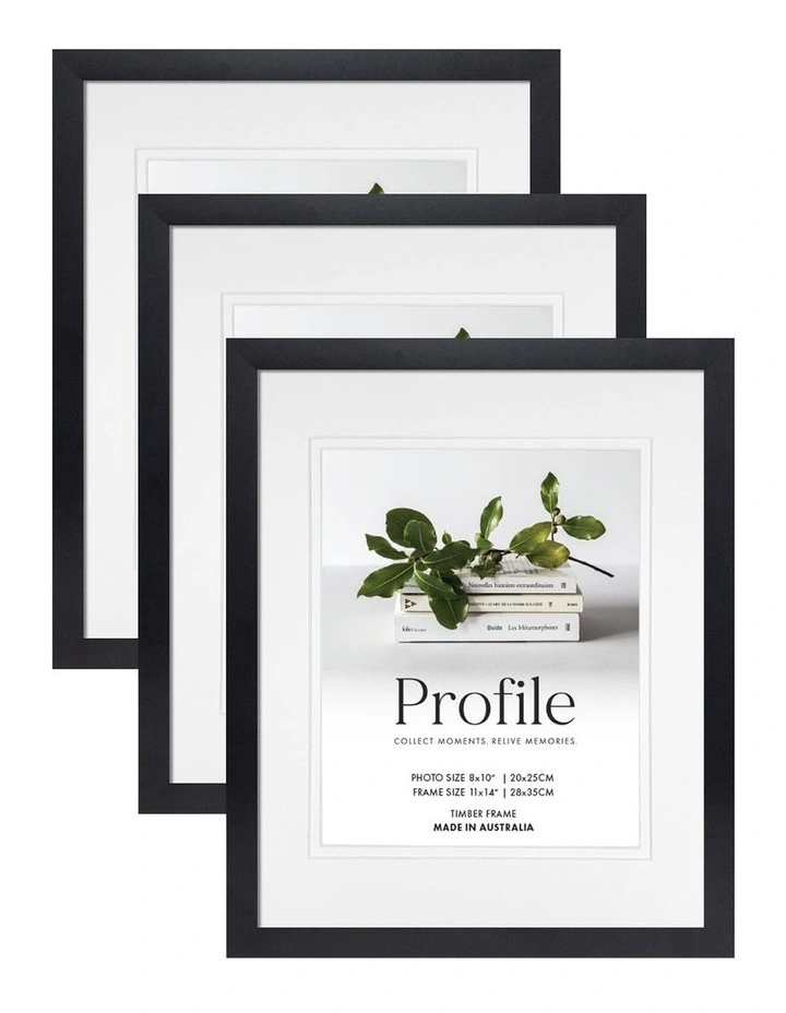 Australia Made Timber Photo Frame 11x14"/8x10" (3 Pack) in Black image 1