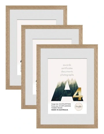 Australian Made Timber Certificate Photo Frame A3/A4 (3 Pack) in Vic Ash