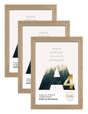 Australian Made Timber Certificate Photo Frame A4 (3 Pack) in Vic Ash