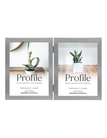 Eternal Hinged Double Solid Metal Photo Frame 5x7" in Silver