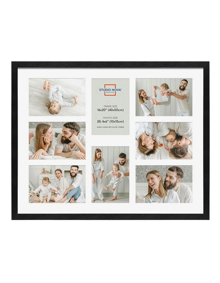 Premium Collage Photo Frame 16x20 4x6 8 Photos in Black image 1