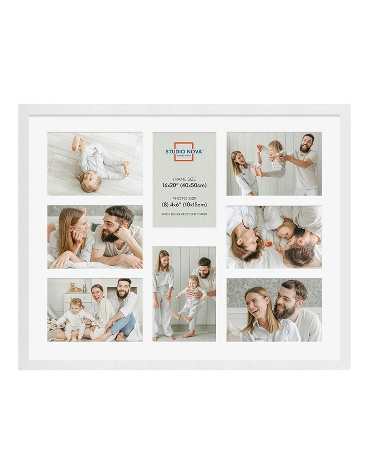 Premium Collage Photo Frame 16x20 4x6 8 Photos in White image 1