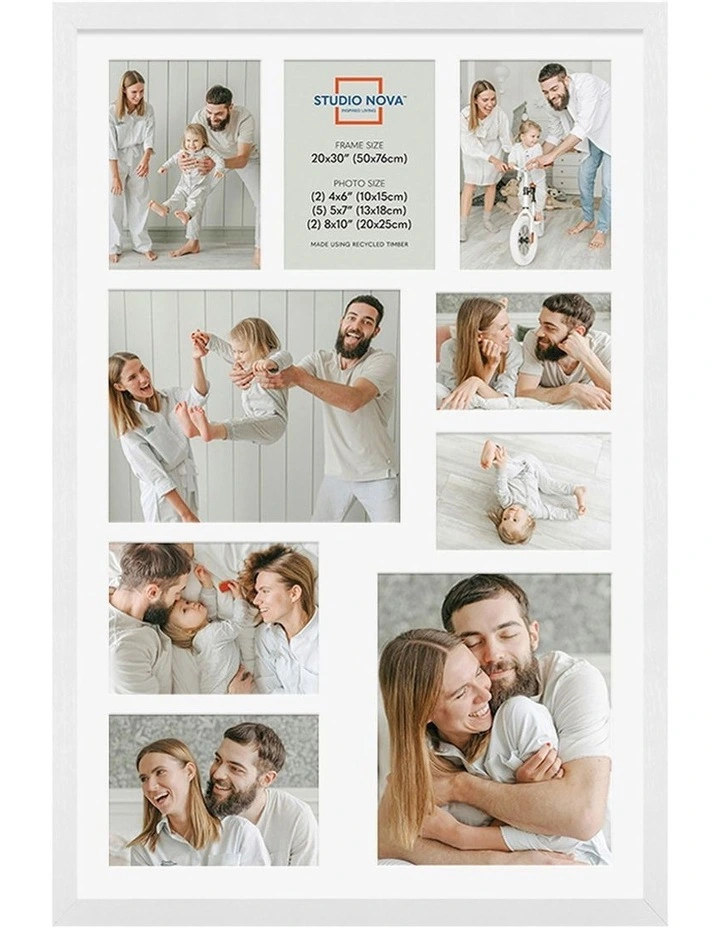 Premium Collage Photo Frame 20x30 9 Photos in White image 1