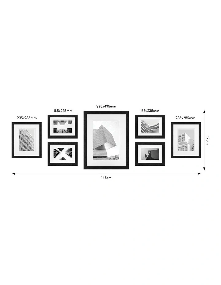Premium Black 7 Piece Gallery Photo Wall Frame Set image 3