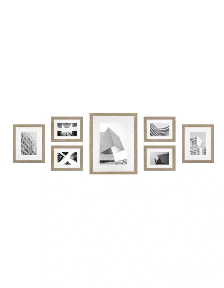 Premium Natural Oak 7 Piece Gallery Photo Wall Frame Set image 1