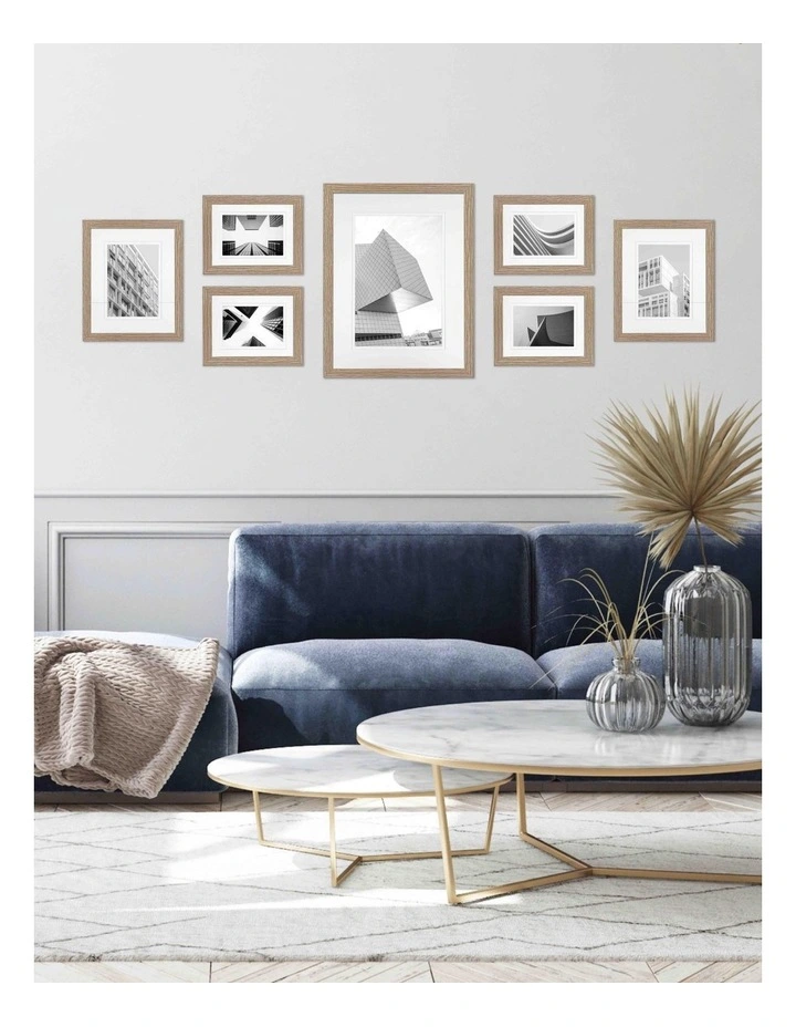 Premium Natural Oak 7 Piece Gallery Photo Wall Frame Set image 2