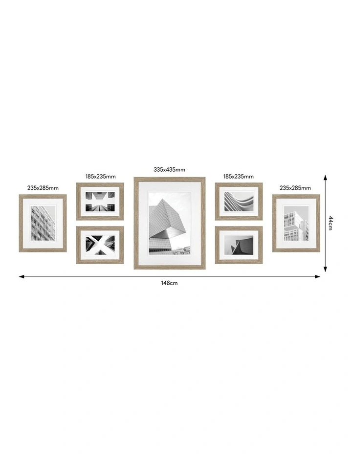 Premium Natural Oak 7 Piece Gallery Photo Wall Frame Set image 3