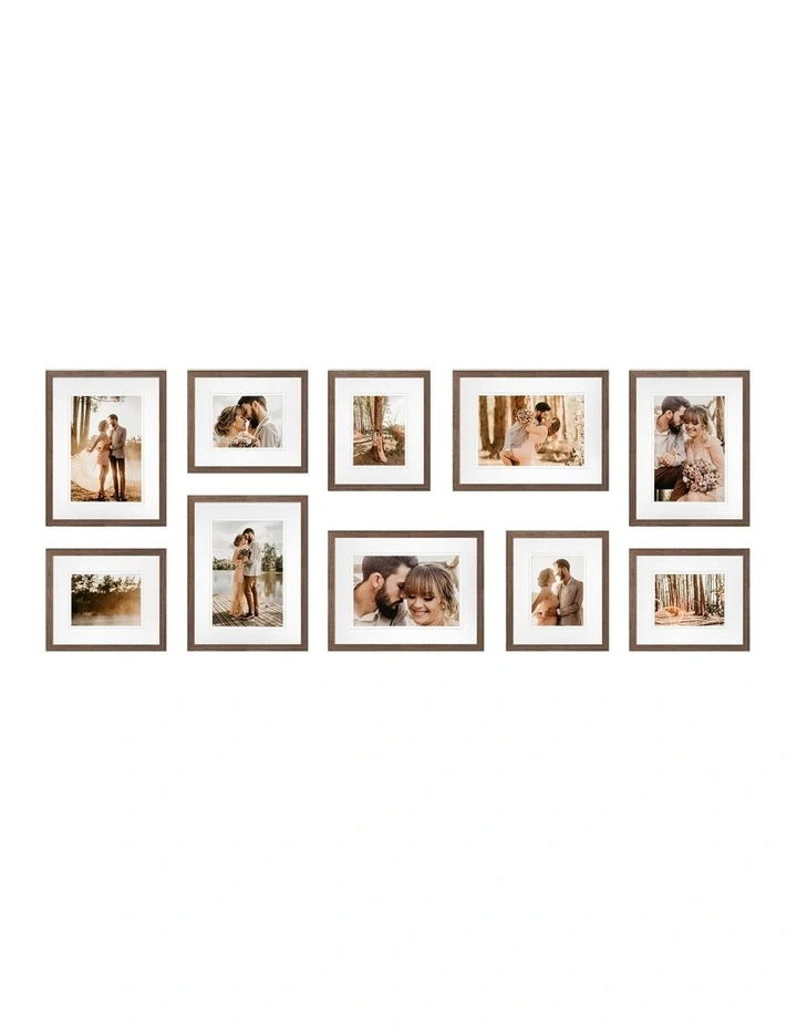 Australian Made Gallery Wall Photo Frames Set N 10x in Chestnut image 1