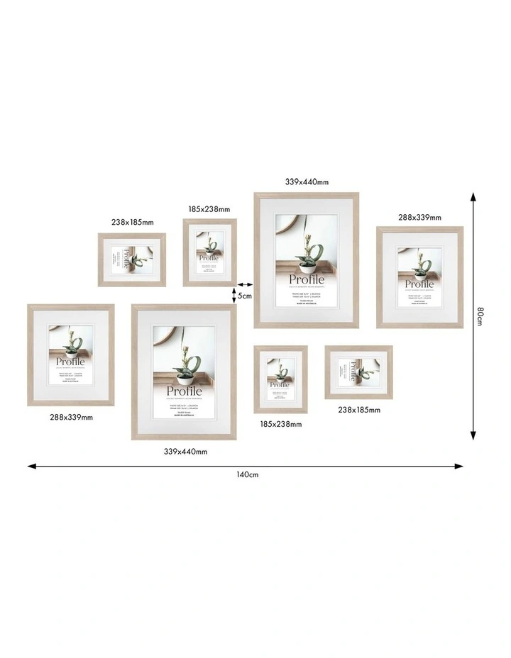 Australian Made Gallery Wall Set J (8 Frames) in Polar Birch image 3
