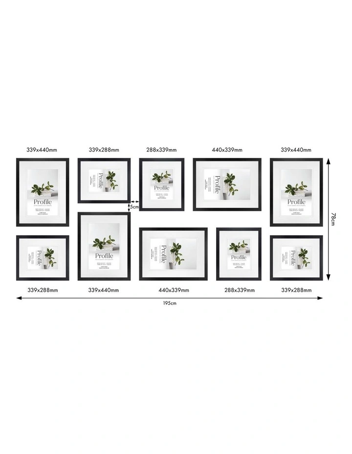 Australian Made Gallery Wall Set N (10 Frames) in Black image 3