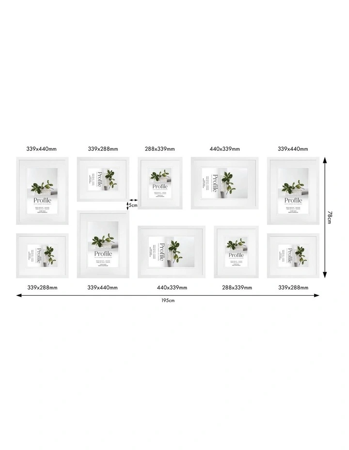 Australian Made Gallery Wall Set N (10 Frames) in White image 3
