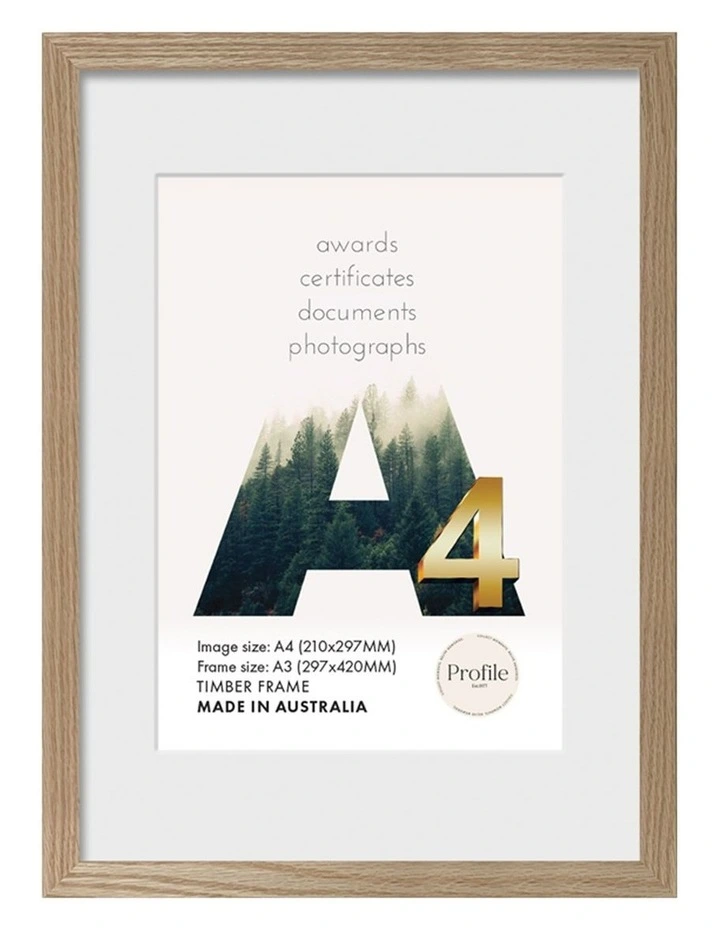 Australian Made Timber Certificate Photo Frame A3/A4 (3 Pack) in Natural Oak image 4