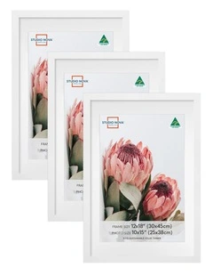 Australian Made Timber Photo Frame 12x18/10x15 (3 Pack) in White