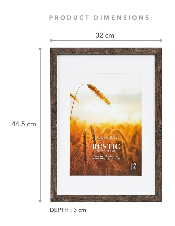 29.7cmx42 Matt to 21x29.7cm Rustic Wooden Photo Frame x2 in Natural image 3