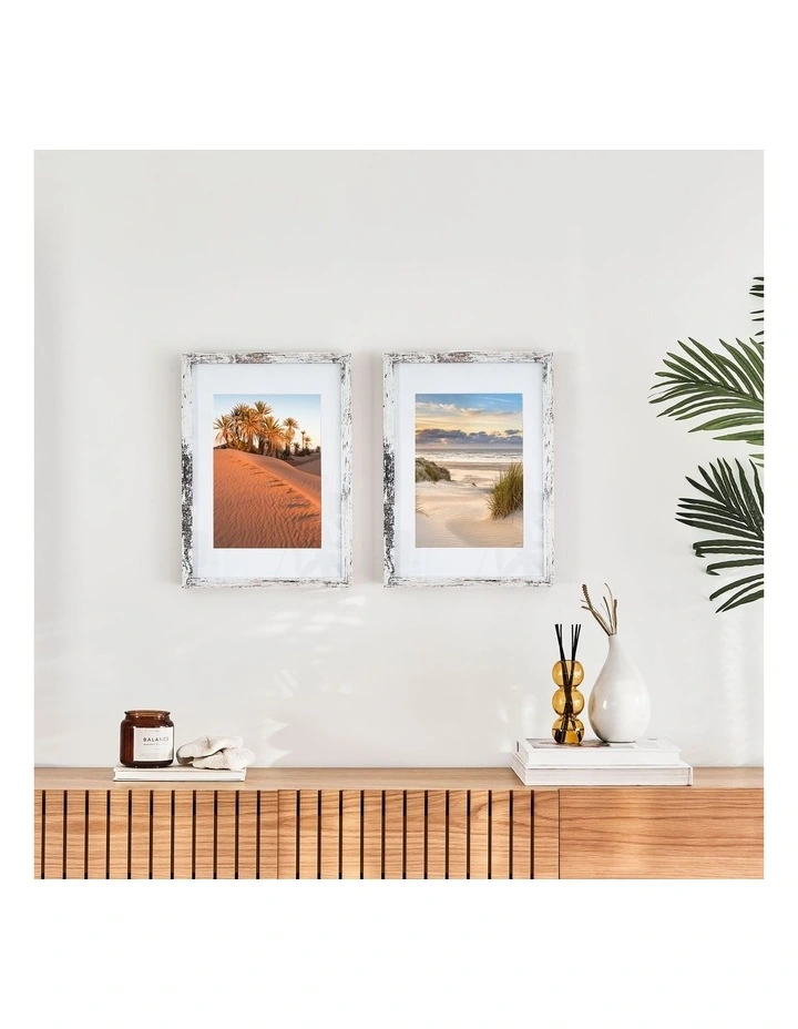 29.7cmx42 Matt to 21x29.7cm Rustic Wooden Photo Frame x2 in White image 4
