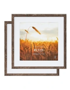 40x40cm Matt to 30x30cm Rustic Wooden Photo Frame x2 in Natural