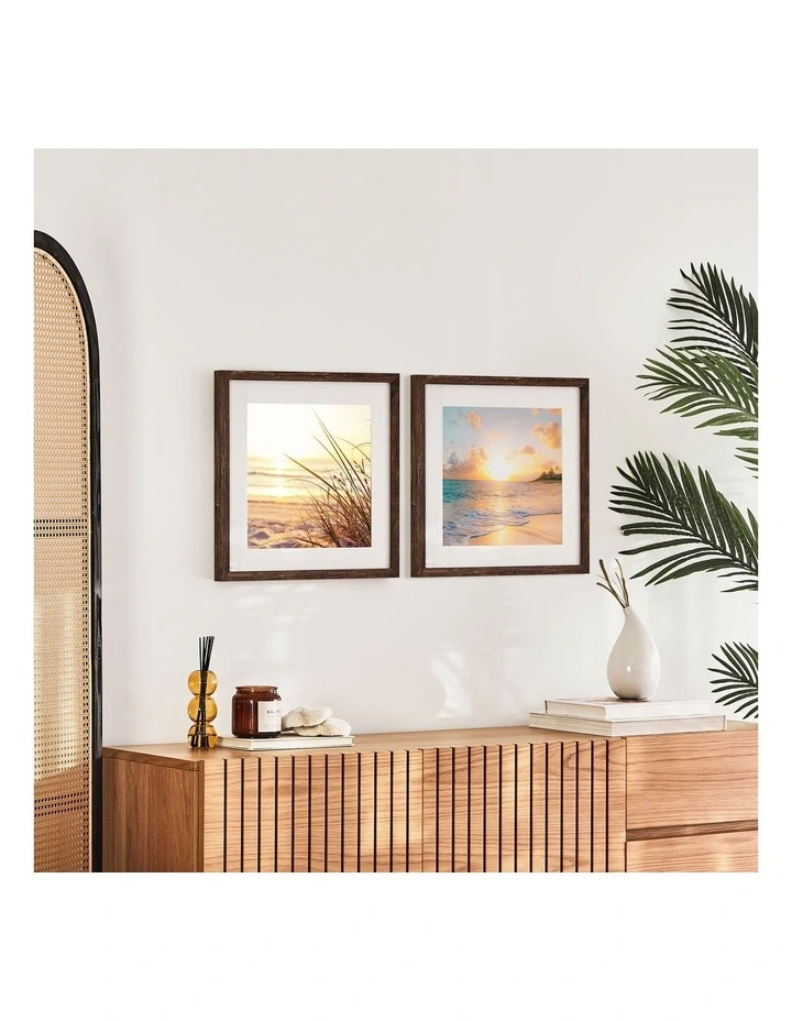 40x40cm Matt to 30x30cm Rustic Wooden Photo Frame x2 in Natural image 2