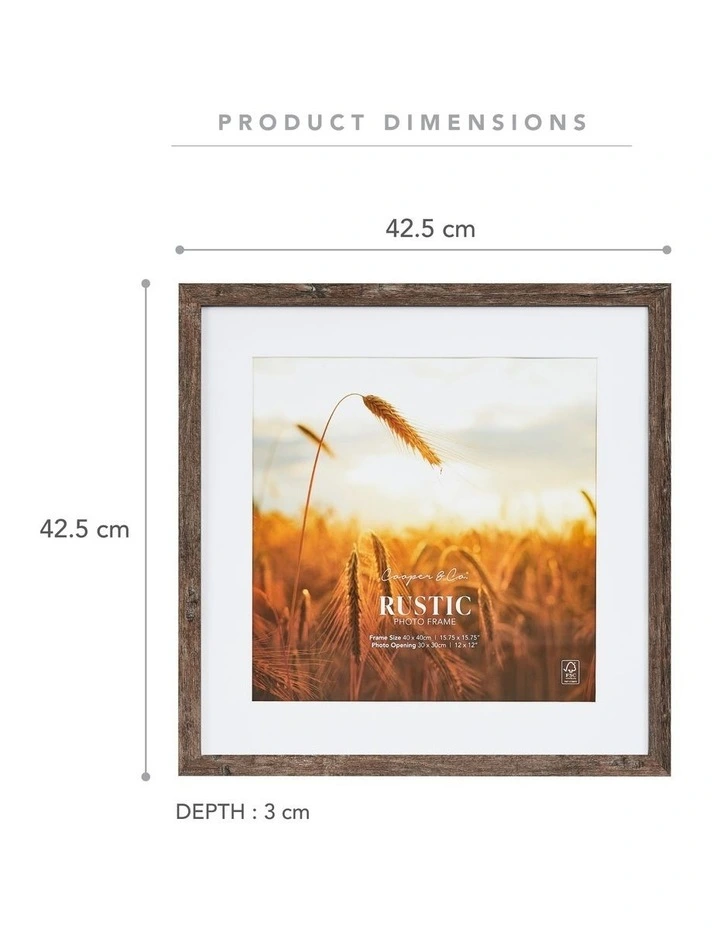 40x40cm Matt to 30x30cm Rustic Wooden Photo Frame x2 in Natural image 3