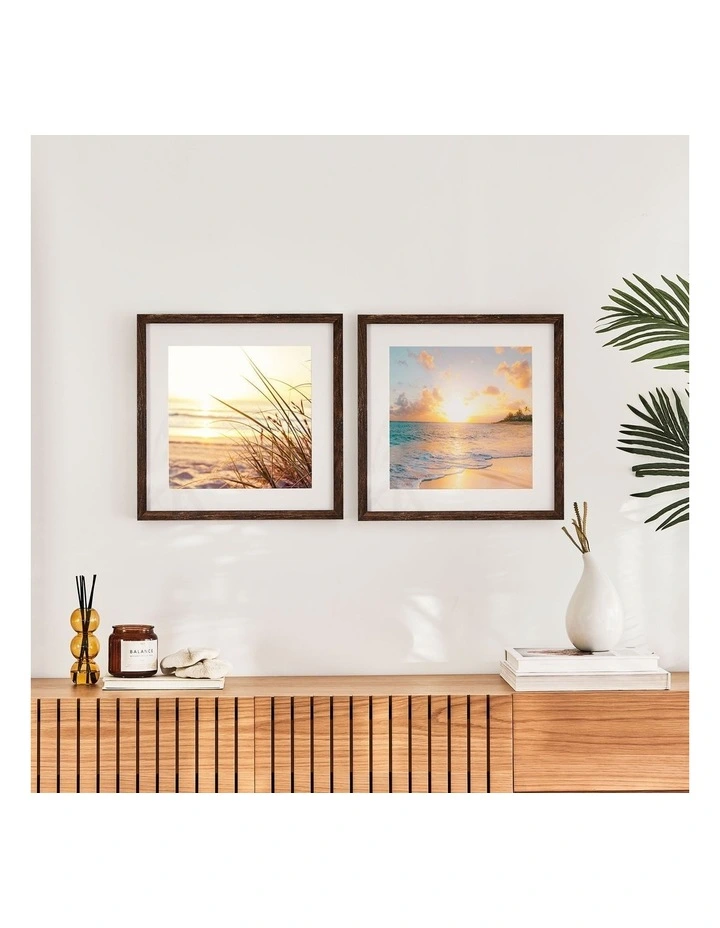 40x40cm Matt to 30x30cm Rustic Wooden Photo Frame x2 in Natural image 4