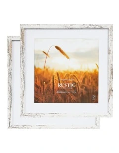 40x40cm Matt to 30x30cm Rustic Wooden Photo Frame in White