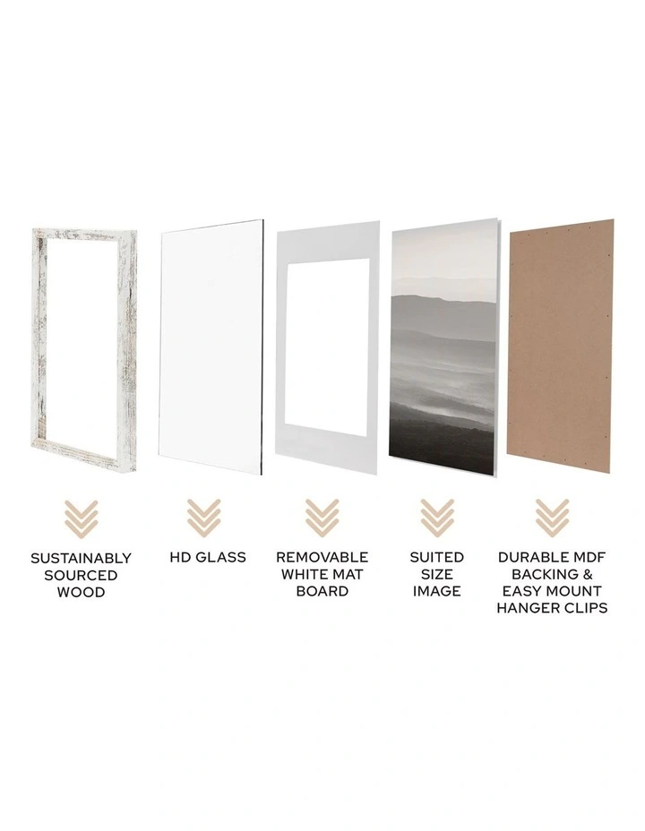 40x40cm Matt to 30x30cm Rustic Wooden Photo Frame in White image 5