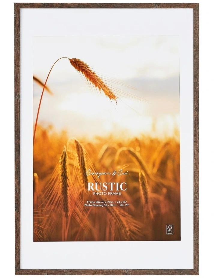 60x90cm Matt to 50x70cm Rustic Wooden Photo Frame in Natural image 1