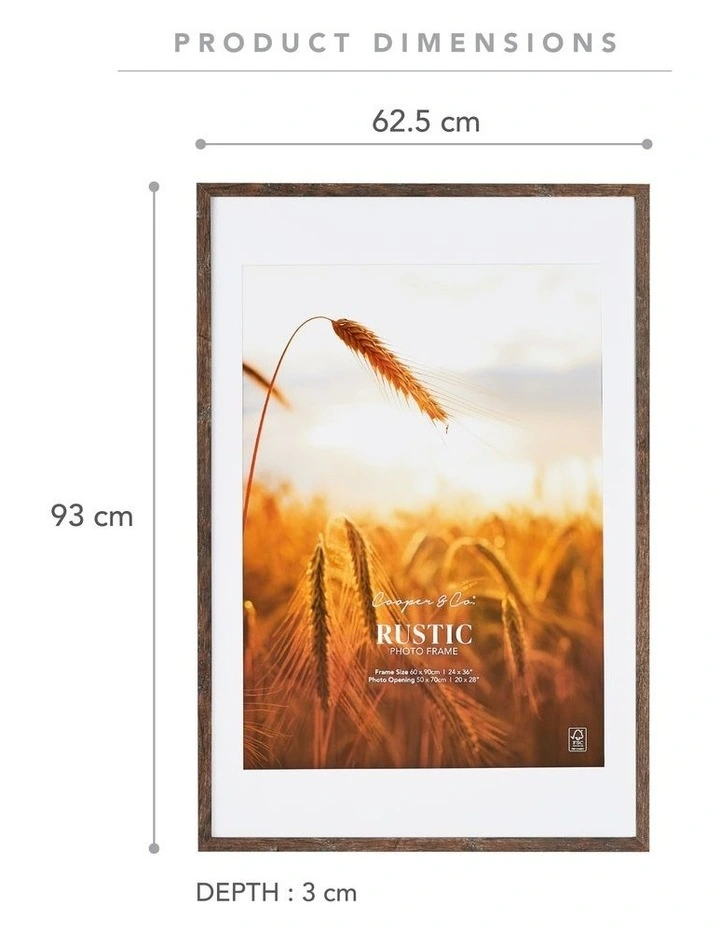 60x90cm Matt to 50x70cm Rustic Wooden Photo Frame in Natural image 3