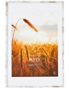 60x90cm Matt to 50x70cm Rustic Wooden Photo Frame in White