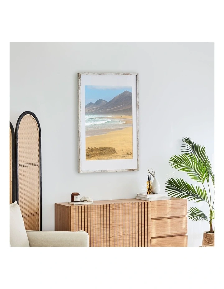 60x90cm Matt to 50x70cm Rustic Wooden Photo Frame in White image 2