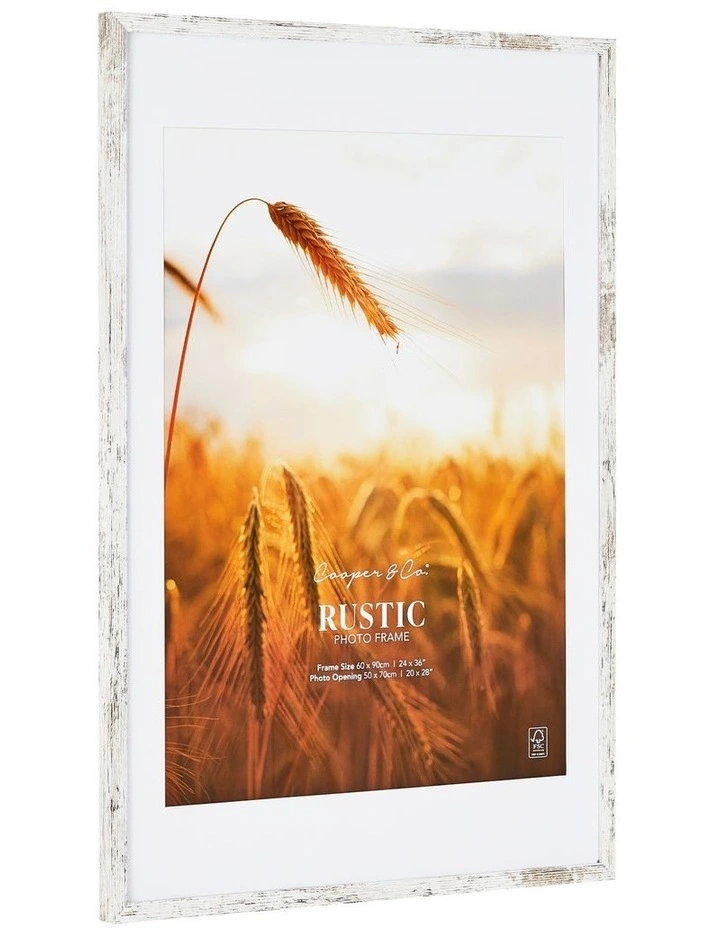 60x90cm Matt to 50x70cm Rustic Wooden Photo Frame in White image 4