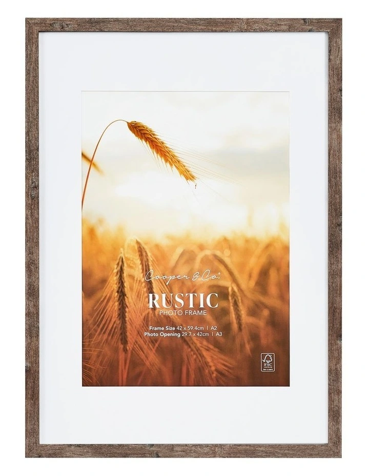 42x59.4cm Matt to 29.7x42cm Rustic Wooden Photo Frame in Natural image 1