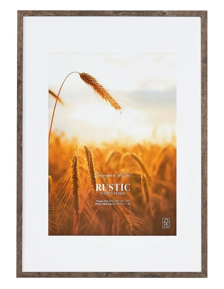 59.4x84.1cm Matt to 42x59.4cm Rustic Wooden Photo Frame in Natural image 1