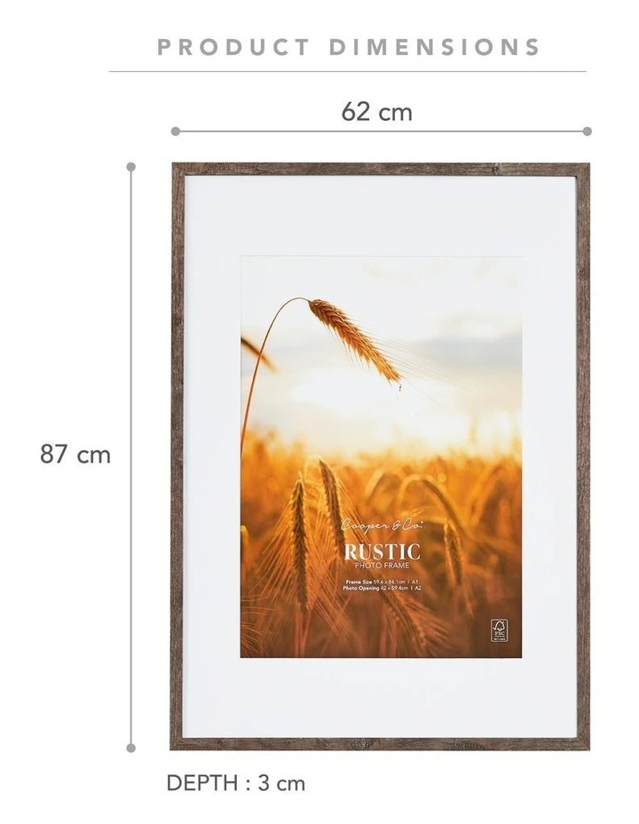 59.4x84.1cm Matt to 42x59.4cm Rustic Wooden Photo Frame in Natural image 3