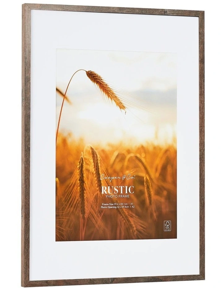 59.4x84.1cm Matt to 42x59.4cm Rustic Wooden Photo Frame in Natural image 4