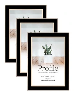 Eternal Solid Metal Photo Frame 4x6 inch 3 Pack in Black