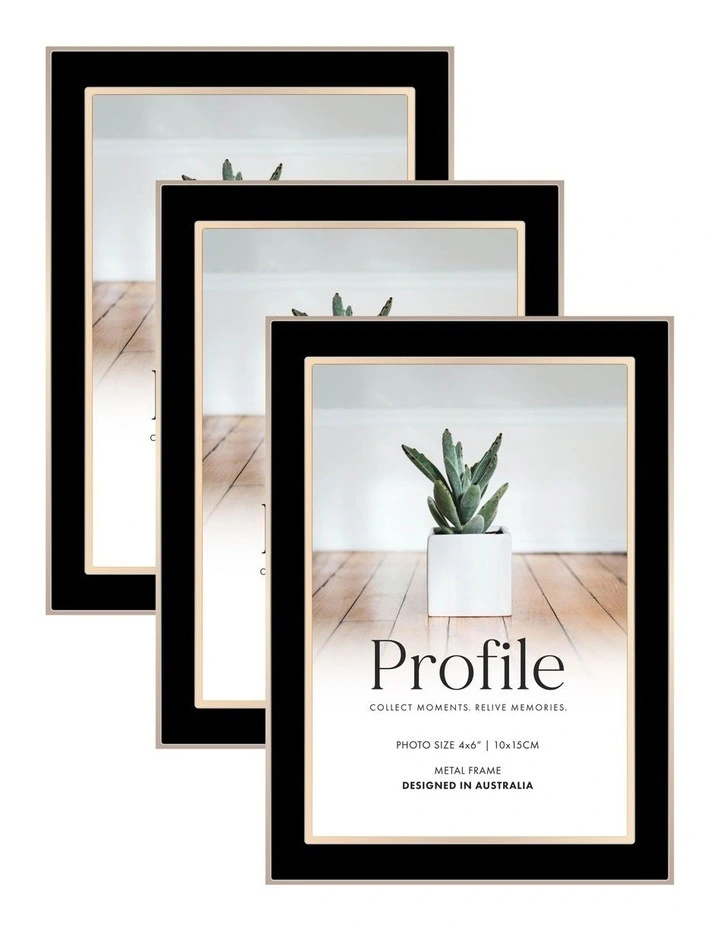 Eternal Solid Metal Photo Frame 4x6 inch 3 Pack in Black image 1