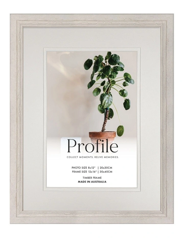 Oberon Distressed Timber Photo Frame 12x16/8x12 in White image 1